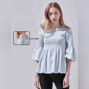 Brand New Light Blue Off-Shoulder Peplum Top